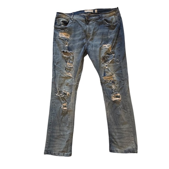 Evolution In Design Other - Evolution In Design Mens Distressed Denim Jeans Size 44x32‎ Blue Relaxed Fit